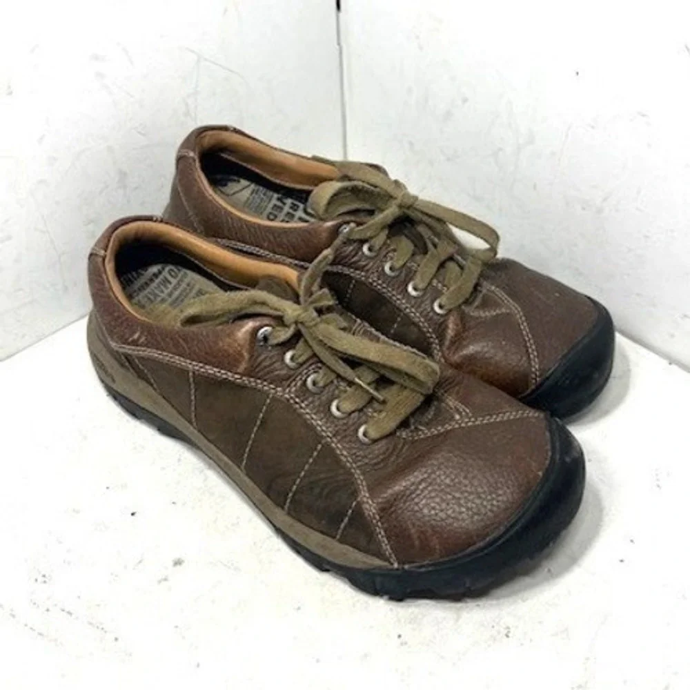 KEEN Presidio Brown Leather Walking Shoes Womens 11 Low Top Oxfords 1011461